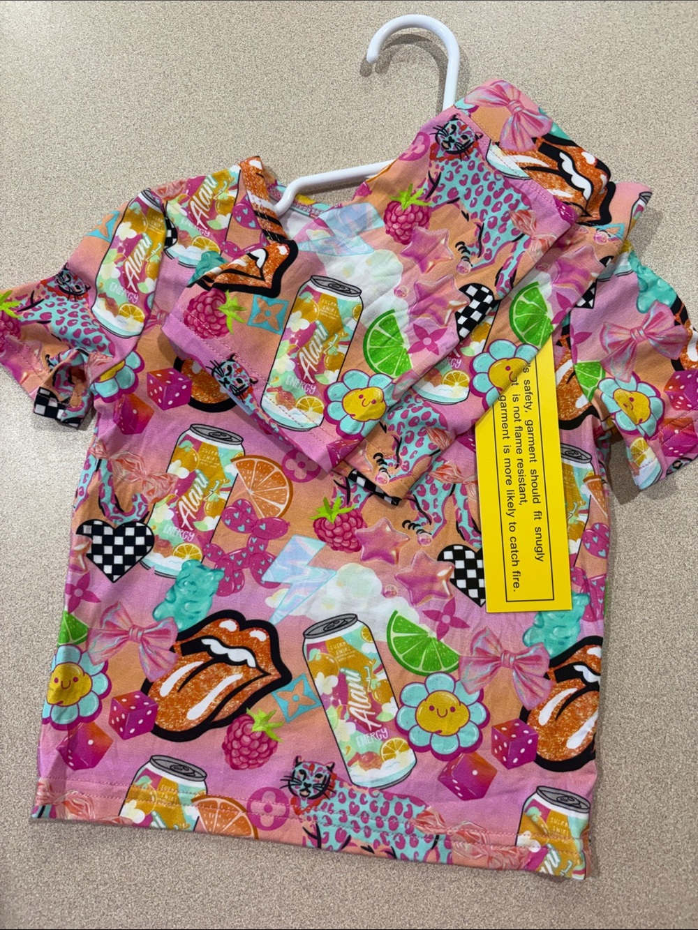 Girls' Pink Graphic Short-Sleeve Top and shorts bamboo pajamas Alani